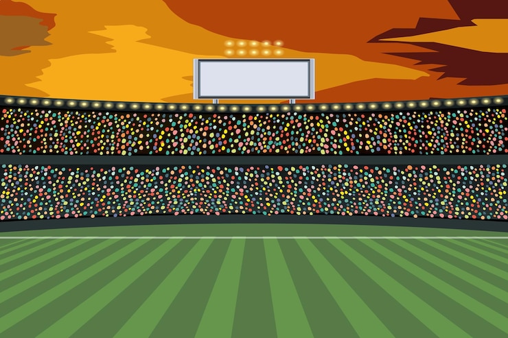 Vector estadio de fútbol con hierba verde ilustración vectorial