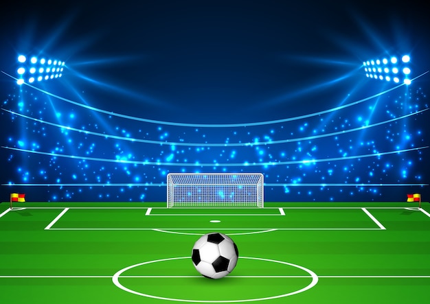 Estadio de fútbol con una pelota.