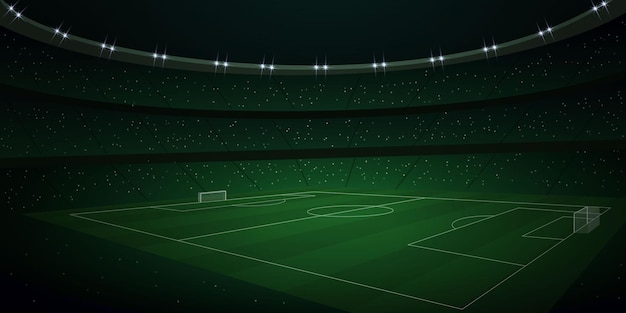 Estadio de fútbol realista en 3d por la noche.