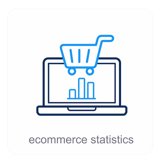 Estadísticas de comercio electrónico y concepto de icono de comercio electrónico