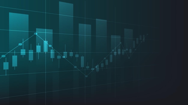 Estadísticas financieras comerciales con gráficos de barras y gráficos de velas muestran el precio de la bolsa de valores