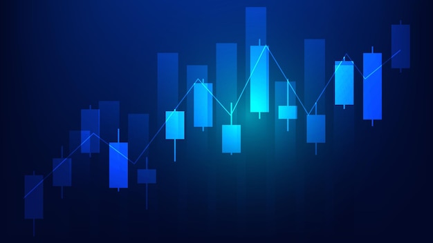 Estadísticas financieras comerciales con gráficos de barras y gráficos de velas muestran el precio de la bolsa de valores