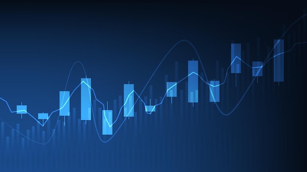 Estadísticas financieras comerciales con gráficos de barras y gráficos de velas muestran el precio de la bolsa de valores