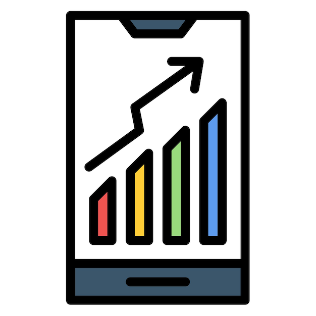 Estadísticas en la imagen vectorial del icono de la celda Se puede utilizar para el comercio