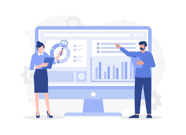 Estadísticas infográficas del concepto de análisis empresarial Ilustración plana vectorial moderna