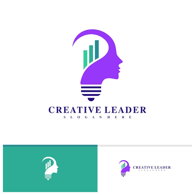Estadísticas de personas con plantilla de vector de diseño de logotipo de bombilla Conceptos de diseño de logotipo de personas creativas