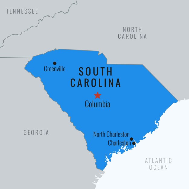 Estado de Carolina del Sur EE.UU. mapa aislado