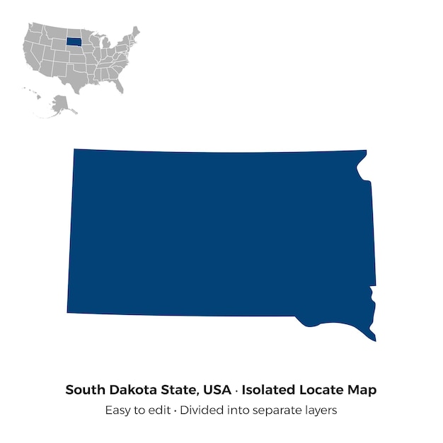 El estado de Dakota del Sur localiza el mapa aislado de Shilloutte