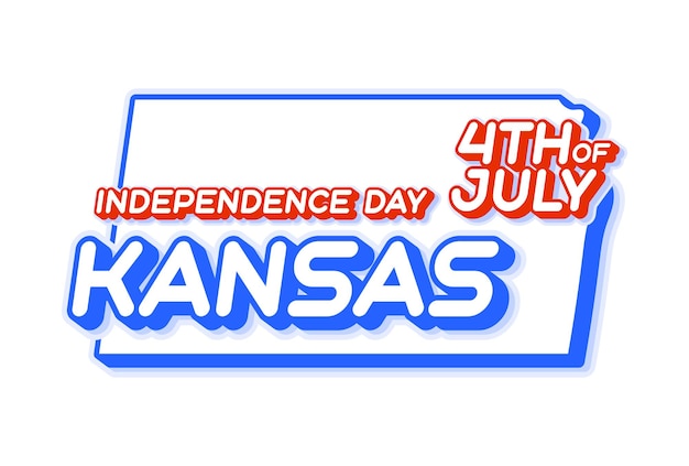 Estado de kansas, 4 de julio, día de la independencia con el mapa y el color nacional de ee.