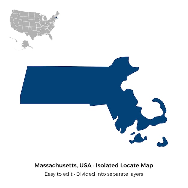 El estado de Massachusetts localiza el mapa aislado de Shilloutte