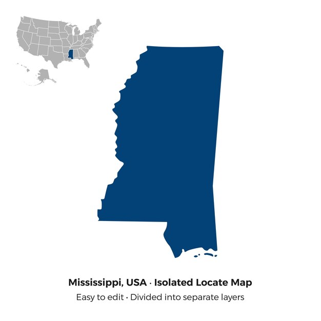 El estado de Mississippi localiza el mapa aislado de Shilloutte