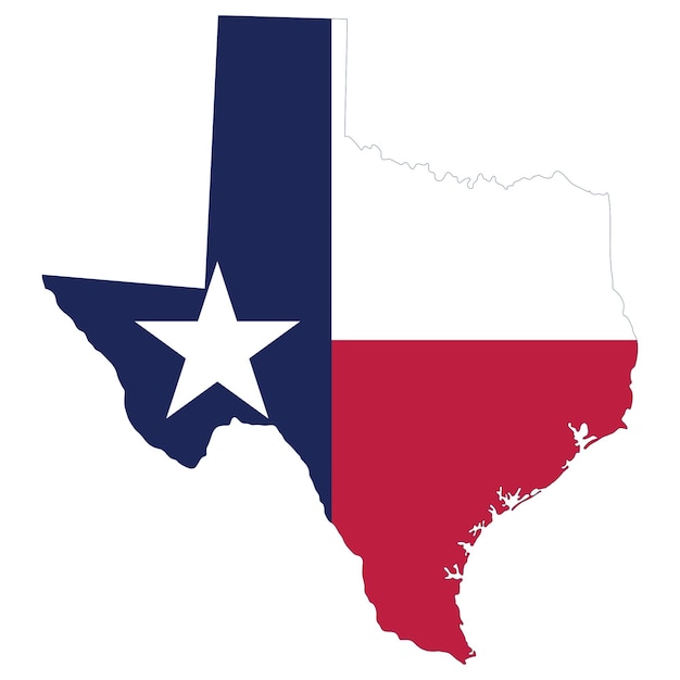 Vector estado de texas con bandera de texas mapa de los estados unidos