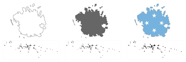 Estados Federados de Micronesia altamente detallados con mapa de Pohnpei con bordes aislados en el fondo