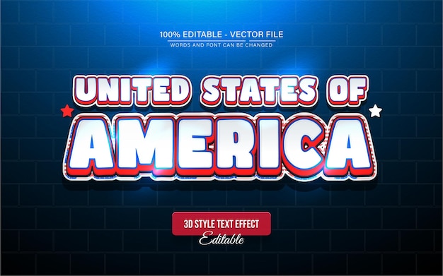 Estados Unidos de América Efecto de texto 3D