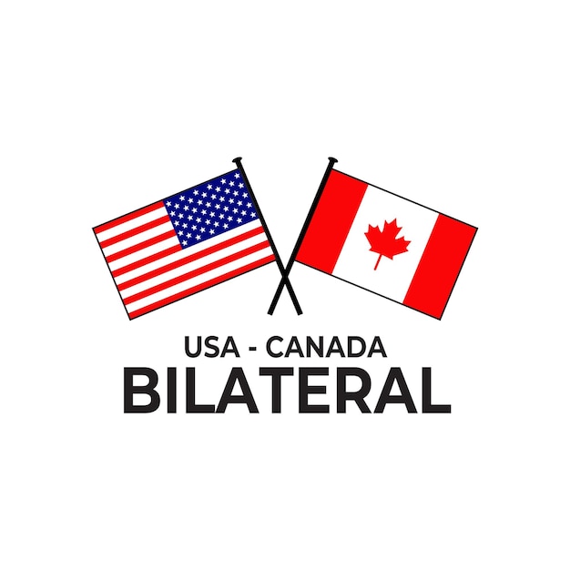 Vector estados unidos canadá relación bilateral país bandera icono diseño del logotipo