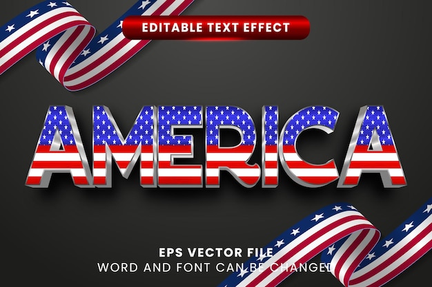 Vector estados unidos efecto de texto editable en 3d