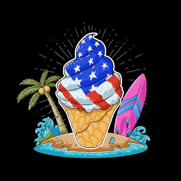 Vector estados unidos helado summer beach