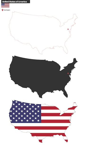 Estados Unidos mapa político detallado con su ciudad capital, Washington