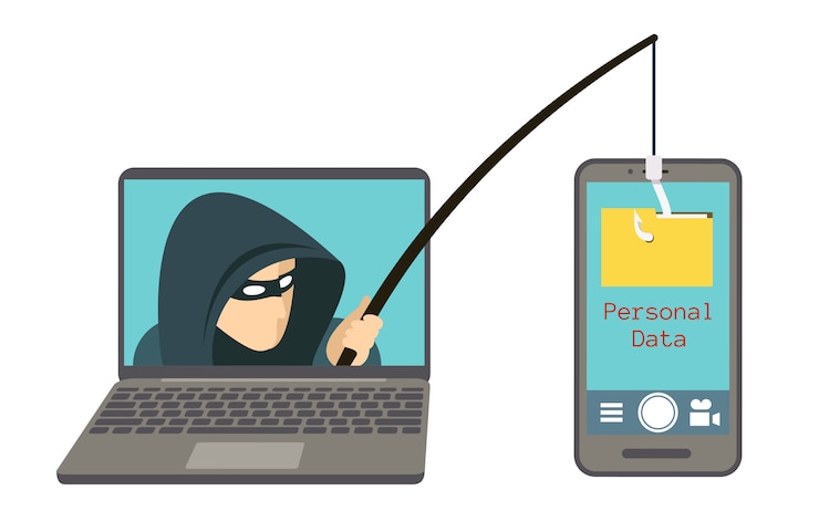 Vector estafa de phishing, ataque de hackers en teléfonos inteligentes