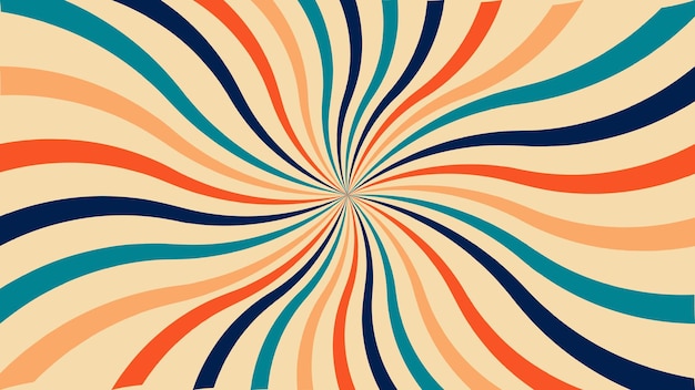 Estallido de sol con efecto de torsión, rayos o rayas de fondo retro clásico en el centro Espiral giratoria