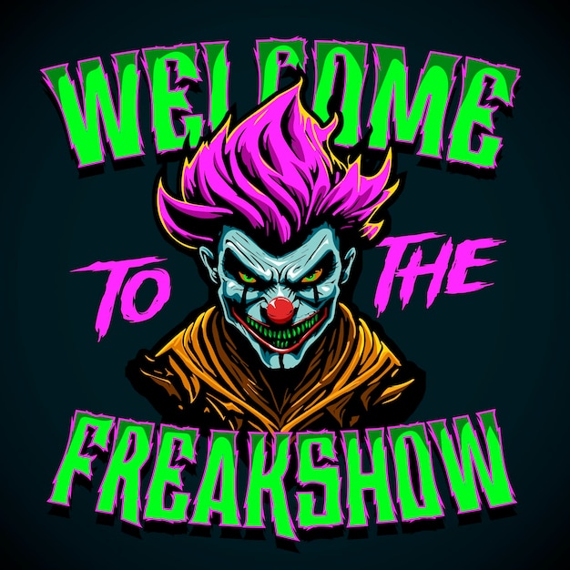 Estamos contratando para Halloween Vector ilustración de un payaso malvado diseño de camiseta monstruos de Halloween