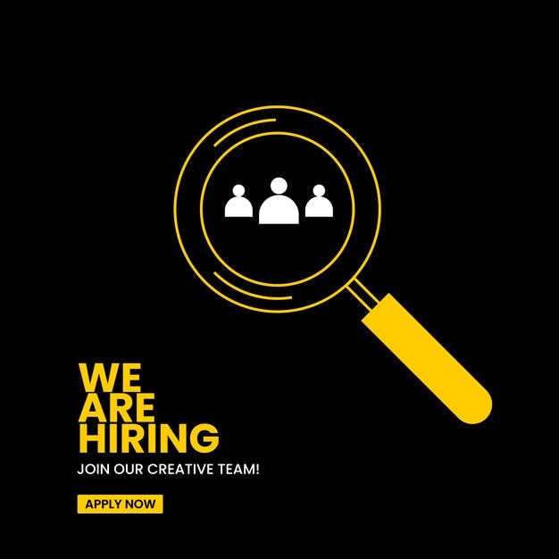 Estamos contratando una plantilla de diseño de vacantes creativas para contratar diseño para anuncios en redes sociales.