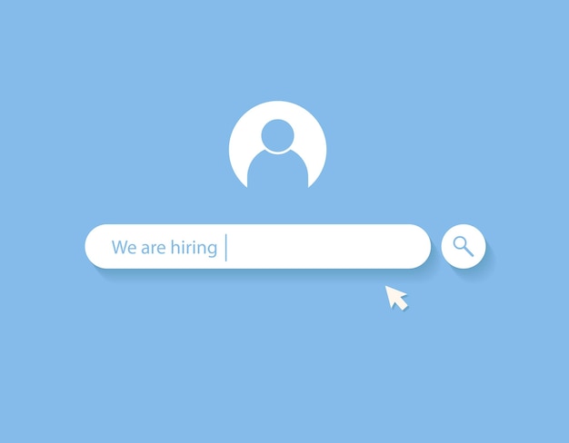 Estamos contratando recursos humanos y reclutamiento concepto de vacante de trabajo de diseño de barra de búsqueda