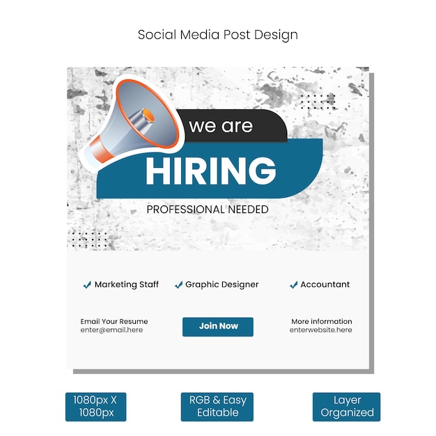 Estamos contratando vacantes de trabajo en Facebook o Instagram o redes sociales para el diseño de pancartas web Vector