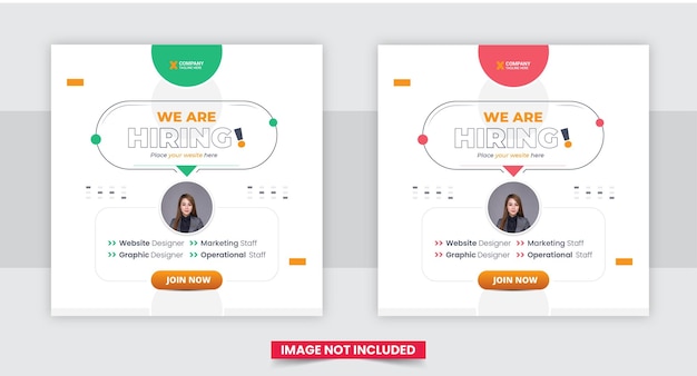 Estamos contratando vacantes de trabajo en facebook o instagram publicación en redes sociales o plantilla de diseño de banner web