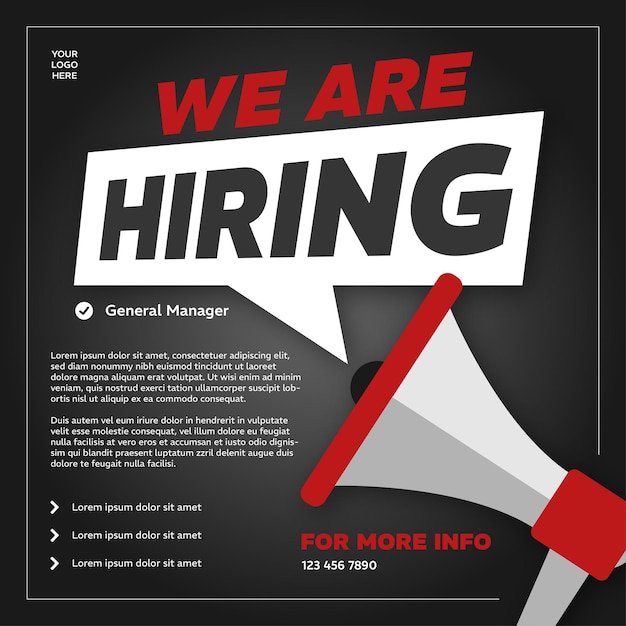 Estamos contratando vacantes de trabajo profesional plantilla de póster de redes sociales