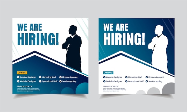 Estamos contratando vector de diseño para cartel de vacante Cartel de contratación de trabajo Folleto de banner de redes sociales y Cartel de reclutamiento