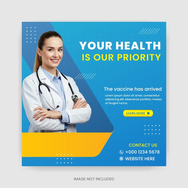 Estampa para campañas de vacunación en las redes sociales de salud.