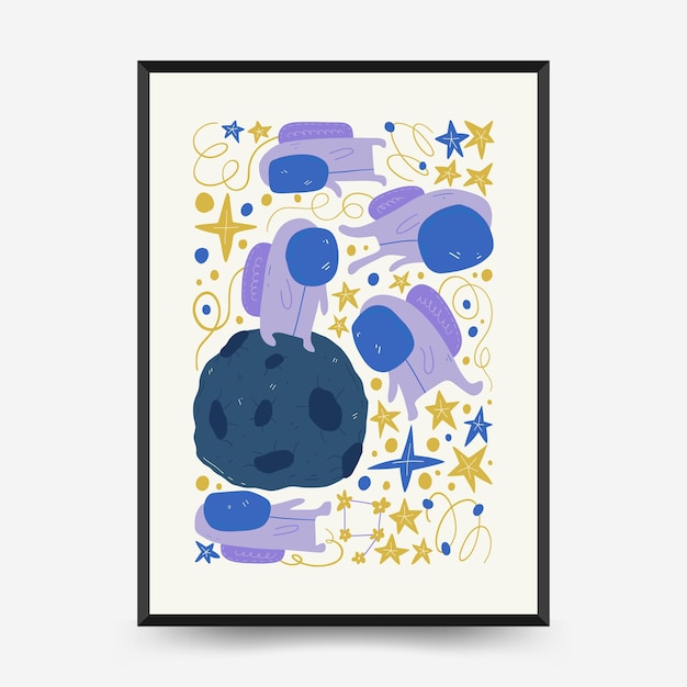 Estampa de carteles de espacio y cosmos abstractos Estilo minimalista moderno y de moda de Matisse Decoración de arte de pared
