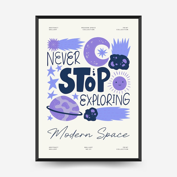 Vector estampa de carteles de espacio y cosmos abstractos estilo minimalista moderno y de moda de matisse decoración de arte de pared
