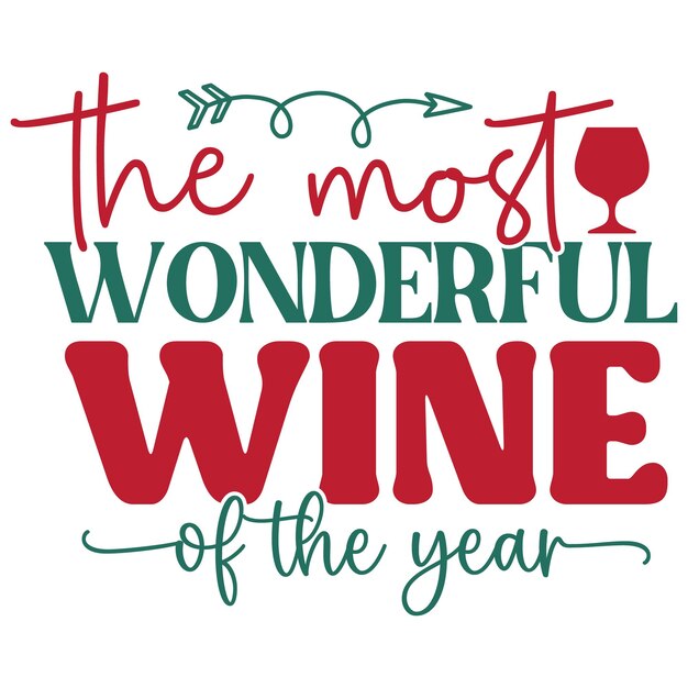 Estampa de diseño de camisetas SVG de vino de Navidad
