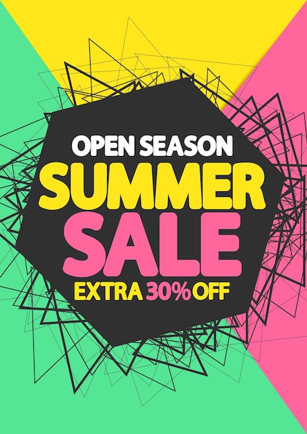 Estampa de diseño de cartel de descuento de verano tienda oferta de banner