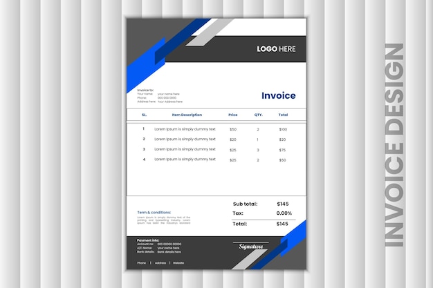 Estampa de diseño de factura comercial única y atractiva