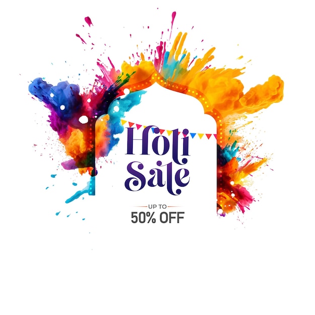 Estampa de diseño de fondo de banner vectorial de venta de Holi