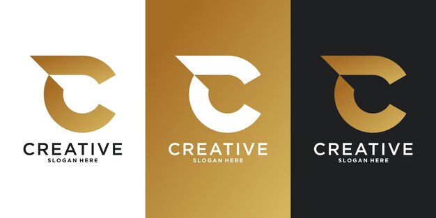 Estampa de diseño de forma abstracta de la letra inicial C del logotipo de lujo