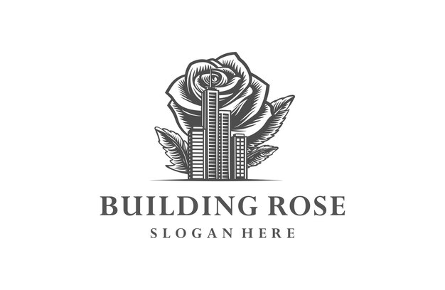 Estampa de diseño de icona de estilo de logotipo de edificio de véctor plano