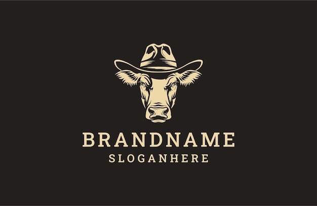 Estampa de diseño de iconos de estilo de sombrero de vaca con vector plano