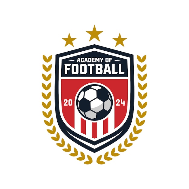 Estampa de diseño de logotipo de la Academia de Fútbol Logotipo de fútbol o ilustración vectorial del signo del club de fútbol