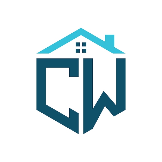 Estampa de diseño de logotipo de casa Carta CW Logotipo CW para construcción inmobiliaria o cualquier negocio relacionado con la casa