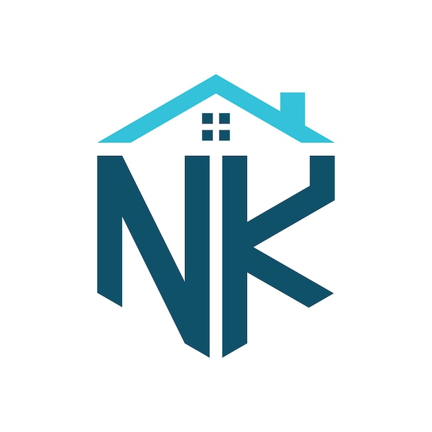 Vector estampa de diseño de logotipo de casa carta nk logotipo nk para construcción inmobiliaria o cualquier negocio relacionado con la casa