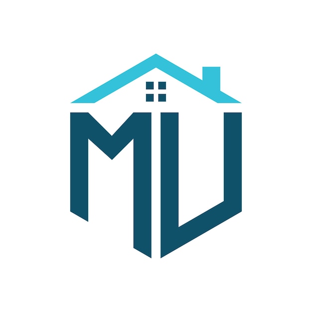 Estampa de diseño de logotipo de la casa MU Logotipo de la carta MU para la construcción de bienes raíces o cualquier negocio relacionado con la casa