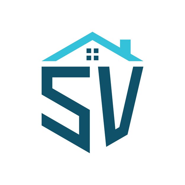 Estampa de diseño de logotipo de casa SV Carta Logotipo SV para la construcción de bienes raíces o cualquier negocio relacionado con la casa