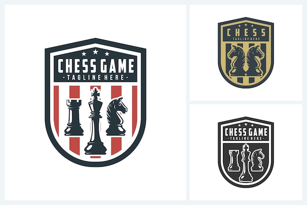 Estampa de diseño de logotipo de deporte de ajedrez emblema de deporte deajedrez vector diseño de insignia del logotipo del torneo de ajedres