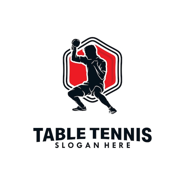 Vector estampa de diseño de logotipo para el deporte de tenis de mesa