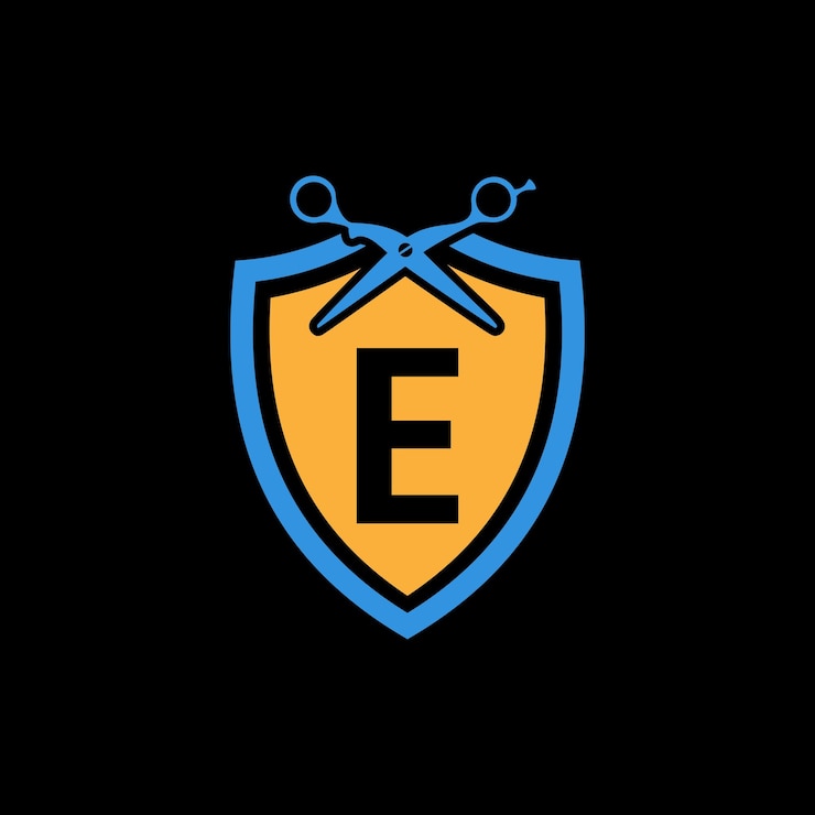 Vector estampa de diseño del logotipo del escudo e con la letra e