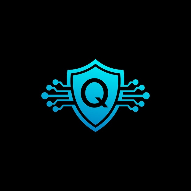 Estampa de diseño del logotipo del escudo Q con la letra Q